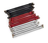 YJDTESVC 1 pièce de biellette de Direction en Aluminium de 124 à 174 mm, Rouge/Argent/Noir, for Chenille axiale RC 1/10 SCX10 D90 RC4WD(L144mm Silver)