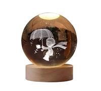 YJDZ Veilleuse boule de cristal - Décoration colorée et lumineuse en verre chaud (Le Petit Prince Garde la Rose)