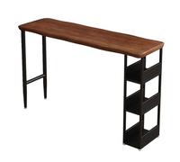 YJEUZCD 100-160cm Rectangulaire Bois Barre Tableau, Industriel Compteur Hauteur Pub Tableau, Cuisine Restauration Café Boutique Tableau Chaises Ensemble avec Côté Étagères(Brown-A,100x40x105cm)