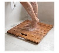 YJEUZCD Bois Douche Bain Tapis, Salle De Bain Tampon pour Intérieur Extérieur Douche, Porte Pot De Fleurs Spa Sauna Sol Vidanger Conseil Pédale(75x40cm)