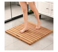 YJEUZCD Bois Douche Tapis De Bain, Sol pour Spa Sauna Piscine À Remous, Épissure des Lattes Toilettes Pied Tampon, Porte Pot Fleurs Vidanger Conseil Pédale(50x40cm)