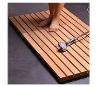 YJEUZCD Caillebotis Bois Naturel Baignoire Tapis, Anti-Fissuration Antidérapant Coussinet Pied, Porte Égouttoir, Imperméable Cuisine Balcon Pédale Au Sol, Format Personnalisé (Couleur : Wood Color,