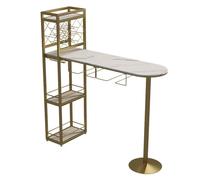 YJEUZCD Maison Barre Tableau, Longue Cuisine Restauration Partition Cabinet, Pub Haut Haut Tableau avec Stockage des Étagères, Petit-déjeuner Tableau pour Restaurant(Gold-A,120x45x150cm)