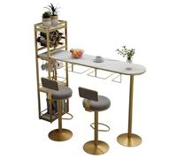 YJEUZCD Maison Barre Tableau, Longue Cuisine Restauration Partition Cabinet, Pub Haut Haut Tableau avec Stockage des Étagères, Petit-déjeuner Tableau pour Restaurant(Gold-B,120x45x150cm)