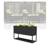 YJEUZCD Métal Grand Long Planteur Boîte, De Plein Air Intérieur Au Sol Fleur Boîte Partition, Commercial Patio Porche Amovible Partition Diviseur(Zwart,100x60cm/39.3x23.6in)