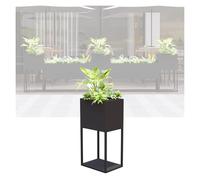 YJEUZCD Métal Grand Long Planteur Boîte, De Plein Air Intérieur Au Sol Fleur Boîte Partition, Commercial Patio Porche Amovible Partition Diviseur(Zwart,40x80cm/15.7x31.4in)