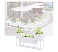 YJEUZCD Métal Grand Long Planteur Boîte, De Plein Air Intérieur Au Sol Fleur Boîte Partition, Commercial Patio Porche Amovible Partition Diviseur(Blanc,160x80cm/62.9x31.4in)