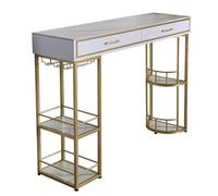 YJEUZCD Meubles Cuisine Barre Hauteur Tableau, Longue Restauration Partition Cabinet, Pub Tableau avec Stockage des Étagères, Restauration Ensemble pour Accueil(Gold-A,140x40x105cm)