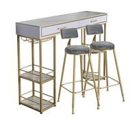 YJEUZCD Meubles Cuisine Barre Hauteur Tableau, Longue Restauration Partition Cabinet, Pub Tableau avec Stockage des Étagères, Restauration Ensemble pour Accueil(Gold-B,160x40x105cm)