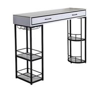 YJEUZCD Meubles Cuisine Barre Hauteur Tableau, Longue Restauration Partition Cabinet, Pub Tableau avec Stockage des Étagères, Restauration Ensemble pour Accueil(Black-A,140x40x105cm)