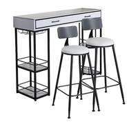 YJEUZCD Meubles Cuisine Barre Hauteur Tableau, Longue Restauration Partition Cabinet, Pub Tableau avec Stockage des Étagères, Restauration Ensemble pour Accueil(Black-B,140x40x105cm)