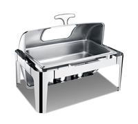 YJEUZCD Plateau À Couvercle Rabattable Chafing Dish Buffet Set Service Plateau Plateau Acier Inoxydable Hôtels Mariage Comptoir Chauffe-condiments Récipient(Silver-B,10 cm/1 grid)
