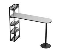 YJEUZCD Rectangulaire Barre Tableau, Longue Pub Haut Haut Tableau avec Stockage des Étagères, Petit-déjeuner Restauration Tableau pour Cuisine Salle À Manger(Black-A,180x45x150cm)