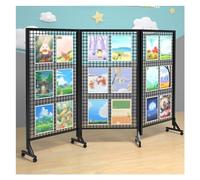 YJEUZCD Séparateur De Pièce, Autoportant Présentoir Panneaux Gridwall, Mobile Panneaux Muraux À Grille, Chambre Séparateur Salle, Exposition Artisanale Présentoir(Zwart,3pcs-31.4x63in)