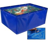 Yjfeng Doublure D’étang à Poissons Pliable avec œillets, Réservoir De Rétention Temporaire en Toile PVC De 0,45 Mm, Réservoir D’Eau 400 G/m², Piscine pour P, Blue, 3x2x1M
