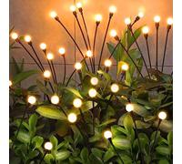 YJFWAL Firefly Lot de 4 lampes solaires d'extérieur en forme de luciole étanches pour chemin, Noël, cour, patio, paysage décoratif, 8 LED (blanc chaud)