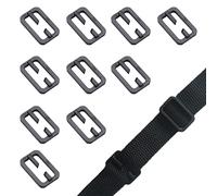 YJFY Lot de 10 boucles de sangle Slider Tri Glide - Boucles d'échelle - En plastique - Pas besoin de retirer les fils - Pour sangles de sac à dos, sangles de valise, sports de plein air, Noir , 38mm