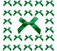 YJFY Lot de 100 nœuds avec bande élastique pour travaux manuels, mini nœuds en satin avec élastiques pour mariage, produits faits à la main, loisirs créatifs (vert Noël)