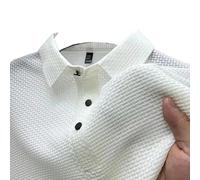YJHLY Polo T-Shirt T-Shirt D'Été Mesh Ice Silk Cool Down Breathable Classe À Manches Courtes Cold De Chemise Men Polo Solid Polo Half Mancheve Men Vêtements-White-M 45-55Kg