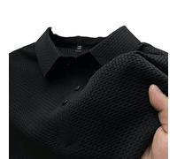 YJHLY Polo T-Shirt T-Shirt D'Été Mesh Ice Silk Cool Down Breathable Classe À Manches Courtes Cold De Chemise Men Polo Solid Polo Half Mancheve Men Vêtements-Black-XL 65-75Kg