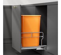 YJHome Poubelle extractible sous armoire avec kit de montage de porte, kit de poubelle de placard avec glissières à fermeture douce pour poubelle simple, armoire de cuisine, poubelle sous l'évier,