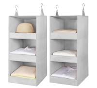Yjia Armoire de rangement à suspendre avec 3 étagères et 3 poches pour vêtements, sacs, chaussures (gris, 3 étagères)