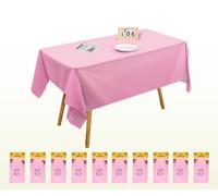 Yjia Lot de 10 nappes rectangulaires en plastique pour pique-nique, Halloween, Noël, fête prénatale, remise de diplôme, mariage, fête d'anniversaire - Rose - 137 x 274 cm