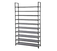 YJIIJY Étagère à Chaussures 10 Niveaux, Organiseur à Chaussures, Armoire à Chaussures de Porte-Chaussures en Metal, Peu encombrant, pour entrée, Salon, Chambre, 100cm x 30cm x 176cm, Noir