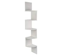 YJIIJY Etagère d'angle, 5 étages, Étagère Murale d'angle en Bois MDF, Étagère Murale Style Zigzag, Bibliothèque étagère Suspendue, Étagères de Rangement, pour Livres, CD DVD (Blanc)