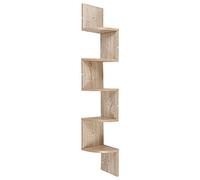 YJIIJY Etagère d'angle, 5 étages, Étagère Murale d'angle en Bois MDF, Étagère Murale Style Zigzag, Bibliothèque étagère Suspendue, Étagères de Rangement, pour Livres, CD DVD (Chêne)