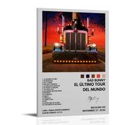 YJJECP Bad Bunny El Último Tour Del MundoAffiche de décoration murale imperméable moderne pour la maison, le lieu de travail, la maison, facile à installer, style cadre 60 x 90 cm