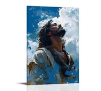 YJJECP Toile murale Jésus Christ, imperméable, moderne, facile à installer, style cadre, 50 x 75 cm