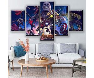 YJJPP Toile Murale Art Maison décorative 5 Ensemble Les Avengers HD imprimé Marvel Film Affiche peintures Moderne modulaire Pas de Cadre pour Chambre
