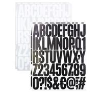 YJKEAI Lot de 4 feuilles d'autocollants adhésifs en vinyle avec lettres et chiffres de 5,1 cm, symbole de l'alphabet pour scrapbooking, décoration de bouteille, noir et blanc