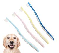 Yjkedfh Brosse À Dents Pour Chien - 4 Pièces Ergonomiques À Tête Large Pour Soin Dentaire,Brosse À Dents Pour Chats - Pour Nettoyer Chiots Et Chatons Quotidien Maison Voyage Intérieur Extérieur