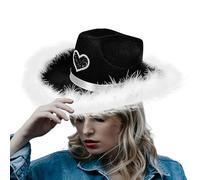 Yjkedfh Chapeau Cowboy,Chapeau en Jean à Large Bord | Accessoires Classiques en Feutre à Large Bord pour Festival, Randonnée, Vacances et Fête