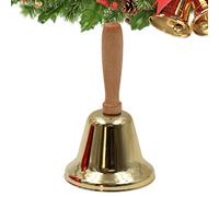 Yjkedfh Décorations de Cloches de Noël,Clochettes de Noël avec Poignée en Bois - Grelot Métallique Traditionnel pour Table Cheminée Lieu de Travail Magasin Maison Ferme