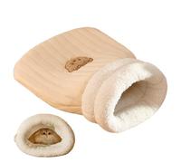 Yjkedfh Grotte de lit en Tissu de Lin, Zone de câlins pour Animaux de Compagnie | Lit Douillet pour Chat, Design Doux et Confortable | Sac de Couchage pour Chat à Motif d'ours Mignon, accès Facile,