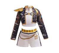 Yjkedfh Rumii Cosplay Costume | Black Gold Dress Suit Uniforms Stage Performance Outfit And Wig | Christmas Halloween Carnival Party Stage Performance Costumes Kids