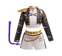 Yjkedfh Rumii Cosplay Costume | Black Gold Dress Suit Uniforms Stage Performance Outfit And Wig | Christmas Halloween Carnival Party Stage Performance Costumes Kids
