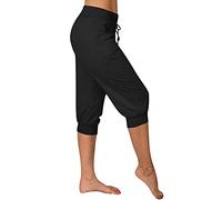 YJLX Pantacourt d'été pour femme - Taille haute - Pantacourt pour femme - Pantalon de sport - Couleur unie - Léger - 3/4 - Pantalon de loisirs - Pantalon de jogging - Pantalon de sport - Legging de