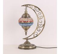 Yjmgrowing (5 Couleurs) Lampe de Table Lune Turque en Verre mosaïque Fait Main, lumière de Bureau, décoration Marocaine, Lampe de Chevet pour Chambre, Salon, café, Bar,C