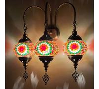 Yjmgrowing (7 Couleurs) Appliques murales en mosaïque Turque avec 3 Globes, Lampes murales en Verre coloré Faites à la Main au Maroc pour Couloir, escalier, Chambre, Salon, café, Bar,Rouge