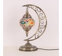 Yjmgrowing Lampe de Table en mosaïque Turque en Forme de Lune, Artisanat marocain en Verre, éclairage de Bureau, décoration pour Lampe de Chevet pour Chambre à Coucher, Salon, café, Bar, Dimensions,D