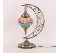 Yjmgrowing Lampe de Table en mosaïque Turque en Forme de Lune, Artisanat marocain en Verre, éclairage de Bureau, décoration pour Lampe de Chevet pour Chambre à Coucher, Salon, café, Bar, Dimensions,C