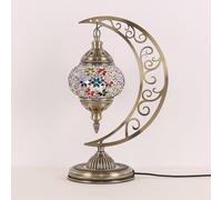 Yjmgrowing Lampe de Table en mosaïque Turque en Forme de Lune, Artisanat marocain en Verre, éclairage de Bureau, décoration pour Lampe de Chevet pour Chambre à Coucher, Salon, café, Bar, Dimensions,B