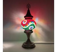 Yjmgrowing Lampe de Table mosaïque Turque Hauteur 16,5″ Verre marocain Décor bohème pour Bureau Lampe de Chevet pour Chambre Salon Café Bar,E