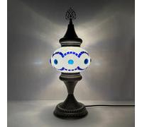 Yjmgrowing Lampe de Table mosaïque Turque Hauteur 16,5″ Verre marocain Décor bohème pour Bureau Lampe de Chevet pour Chambre Salon Café Bar,B