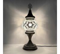Yjmgrowing Lampe de Table mosaïque Turque Hauteur 16,5″ Verre marocain Décor bohème pour Bureau Lampe de Chevet pour Chambre Salon Café Bar,F
