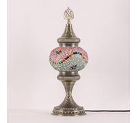 Yjmgrowing Lampe de Table mosaïque Turque Marocaine Faite à la Main, lumière de Bureau en Verre coloré, décoration, Lampe de Chevet pour Chambre, Salon, café, Bar,E
